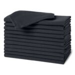Amazon Basics Reusable Stain and Wrinkle Resistant Cloth Napkins, 43 x 43 cm (Set of 12) Black with Prime
