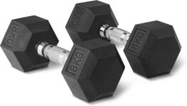 Amazon Basics Rubber Encased Hex Dumbbell Weights Set 8 kg