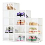 Amazon Basics Stackable Clear Shoe Storage Box, Pack of 12