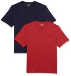 Amazon Essentials 100% Cotton Mens T-Shirt Slim-Fit Short-Sleeved Crewneck Pocket, Pack of 2 – Size Small