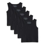 Amazon Essentials Boys Cotton Jersey Vest, Pack of 5, Black