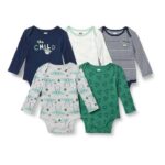 Amazon Essentials Disney Marvel Star Wars Unisex Babies Cotton Knit Long-Sleeve Bodysuits, Pack of 5
