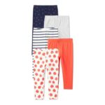 Amazon Essentials Girls Leggings, Red/Orange Heather Grey Apples, 8-9