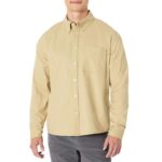 Amazon Essentials Mens Modern Oversized-Fit Cotton Button-Down Shirt Tan Size M only