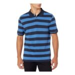 Amazon Essentials Mens Slim-Fit Cotton Pique Polo, Black/Blue Stripe (Size XL)
