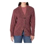 Amazon Essentials Womens Oversized-Fit Button-up Cardigan, Burgundy Marl, S