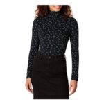 Amazon Essentials Womens Turtleneck Long-Sleeve plus Size, Black Tossed-Leaf