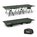 Anbte Folding Camping Bed, 2-Height Adjustable, 180kg, Green