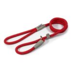 Ancol Viva Reflective Rope & Leather Slip Lead, Red, 1.2m