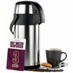 Andrew James Thermal Coffee Carafe, 3L Airpot, Double Walled Insulation, Stainless Steel Pump Action Hot Water Dispenser