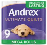 Andrex Ultimate Quilts Toilet Roll – 9 Mega Toilet Rolls w/voucher