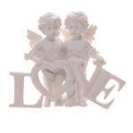 Angel Cherub Couple Holding LOVE Letters Ornament Free P&P