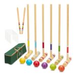 ApudArmis Six-Player Croquet Set, 28-in Wooden Mallets Outdoor Yard Game