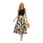 Arevill Womens Floral Midi Summer Dress Sleeveless A-Line with Pockets