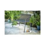 Argos Home 2 Seater Steel & Wicker Effect Garden Bench-Brown