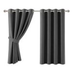 Aspire Homeware Eyelet Blackout Grey Curtains for Bedroom,