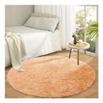 Aspire Homeware round Rug 120x120cm Beige Anti-Slip Shaggy