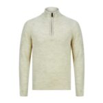 Asteroid Half Zip Funnel Neck Wool Blend Knitted Jumper-XL and XXL Only