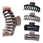 Auroriel 4-Pack Silicone Flexible Hair Claw Clips Non-Slip Large Black