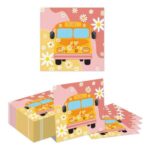 Auroriel 40P Bus and Daisy Party Napkins, Disposable Paper