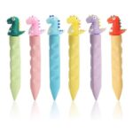 Auroriel 6-Piece Pencil-Shaped Dinosaur Erasers, Soft TPR