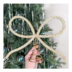 Auroriel Gold Glass Rhinestone Bow Tree Topper