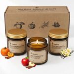 Autumn Scented Candles Set, 3 Pack 3.5 oz, Pumpkin Cinnamon & Apple Cinnamon & Creamy Vanilla, Natural Soy Wax Candle – Trinida FBA