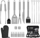 BBQ Grill Tools Set 25pcs in One Case Heavy Duty Stainless Steel Barbecue Accessories Set with Carrying Bag mplete Outdoor/Indoor Grilling Barbecue Utensil Gift Set
