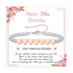 BMMYE 70th Birthday Silver Bead Bracelet with Rose Gold Heart