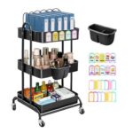 BOHEMIABY 3-Tier Rolling Storage Trolley, Black Metal Cart