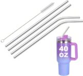 BRITECO Steel Replacement Straws Compatible with Stanley Cup 40oz Pack of 5, Reusable Perfect Fit Compatible with Stanley Tumblers