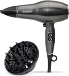 BaByliss Platinum Diamond Hair Dryer & Diffuser – Professional 2300W Blow Dryer with AC Motor, Ionic Frizz-Control, 3 Heat & 2 Speed Settings, Diamond, 6490DU