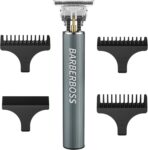 BarberBoss T-Blade Hair Clipper, Beard Trimmer for Men, Cordless Detail Hair Clippers, Precision Grooming Kit with USB Charging & 3 Guide Combs