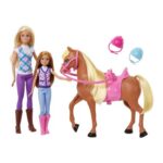 Barbie Toy Horse & Doll Set, Barbie & Stacie with Helmets & Riding Accessories