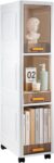Bathroom Storage 3 Tier Narrow Bathroom Cabinet with Wheels and Removable Shelf Slim Bathroom Storage Unit Free Standing for Toilet Roll Towel Shower Clear Smoke