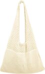 Beach Bag for Women Beige, Crochet Boho Tote Bag for Women, Summer Bags with Knit Design, Lightweight and Stylish Shoulder Bag for Beach, Travel, Daily Use and Vacation