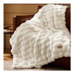 Bedsure Faux Fur Throw Blanket Fluffy Bubble, 150 X 200 Cm, White