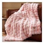 Bedsure Faux Fur Throw Blanket, Pink Fluffy Bubble 130×170 Cm