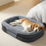 Bedsure Orthopedic Dog Bed Large, Oval Bolster Pet Bed, 89x64x18cm, Grey with checkout discount Sold by Bedsure Comfy Pet / FBA