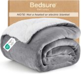 Bedsure Sherpa Fleece Throw Blanket – Fluffy, Silver Grey, Throw, 130x150cm