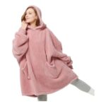 Bedsure Sherpa Wearable Blanket Hoodie, Warm Pink