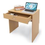 Beech Home Office Desk with Lockable Drawer