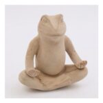 Beige Ceramic Sitting Frog Garden Ornament 37x37cm