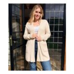Beige Marl Ribbed Edge to Edge Longline Cardigan