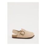 Beige Suedette Back Strap Mules