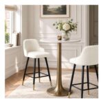 Bekrvio 65cm Swivel Bar Stools, Set of 2, Cream White