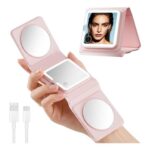 Belleskin LED Compact Mirror: 1X/5X/10X Magnification for Travel