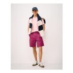 Bermuda Cotton Chino Stretch Shorts in Deep Red