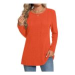 Bestbee Ladies Fall Long Sleeve Tunic Sweater Top, 3XL, Orange