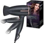 Beurer HC 25 travel hair dryer with ion function, small, foldable and lightweight, 1600 watts, voltage switching from 110-120 /220-240 V, 25.9 x 8 x 15.6 cm, black/rose